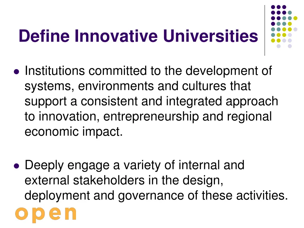 define innovative universities
