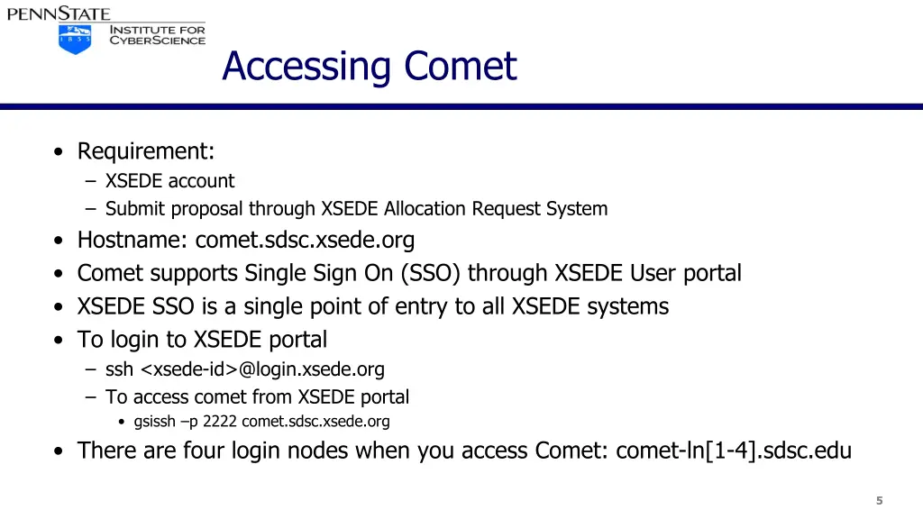 accessing comet