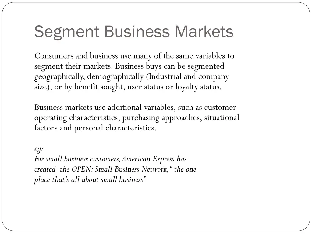 segment business markets