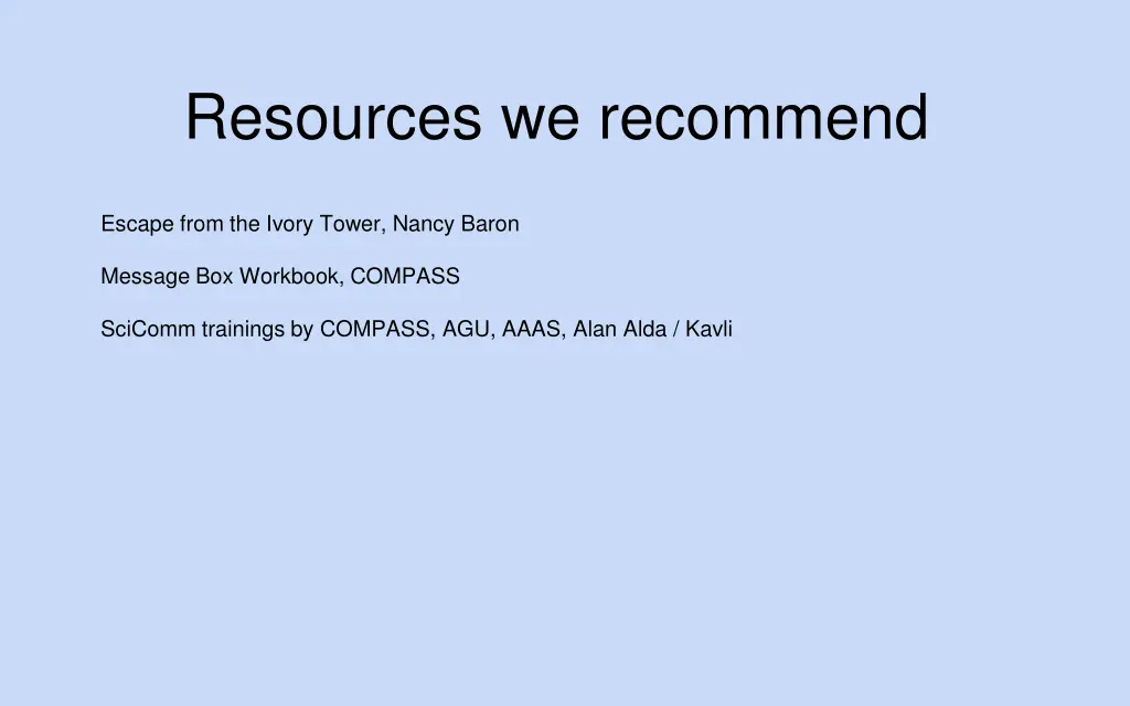 resources we recommend