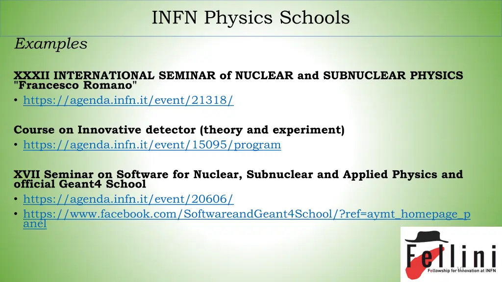infn physics schools