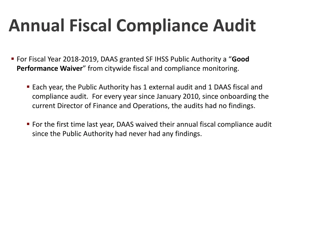 annual fiscal compliance audit