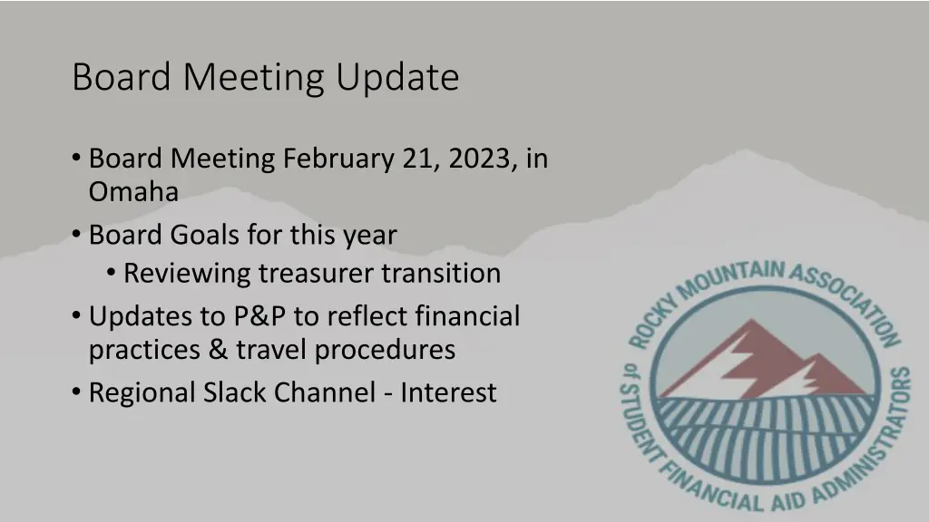 board meeting update