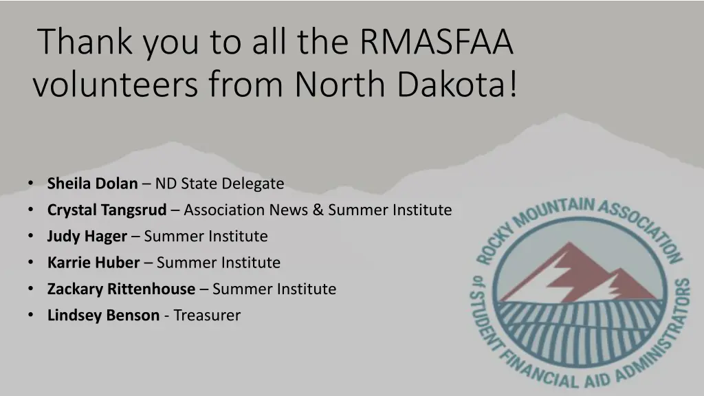 thank you to all the rmasfaa volunteers from