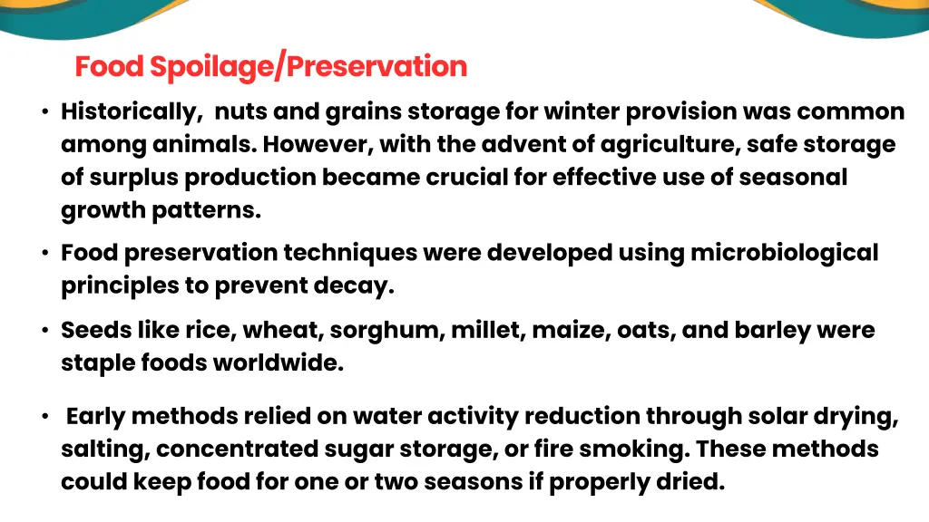 food spoilage preservation historically nuts