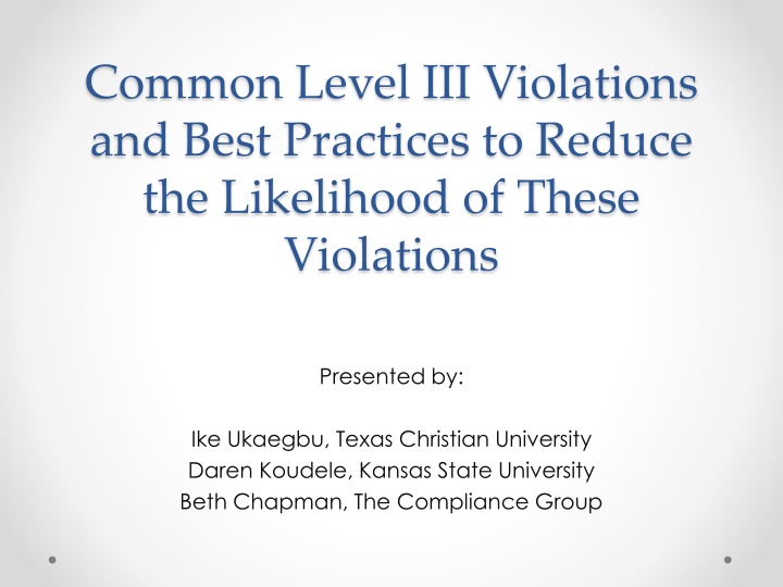 common level iii violations and best practices