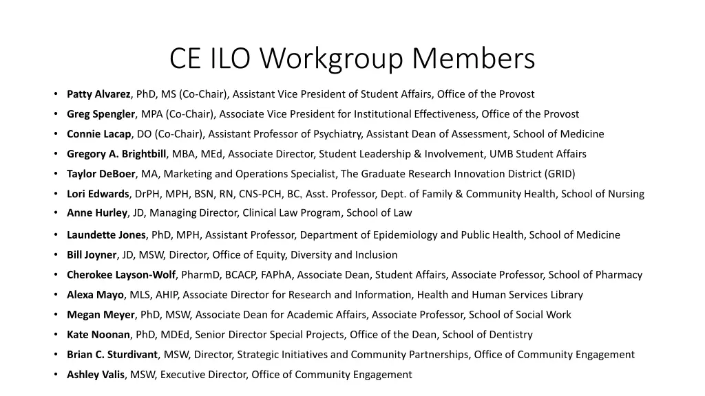 ce ilo workgroup members
