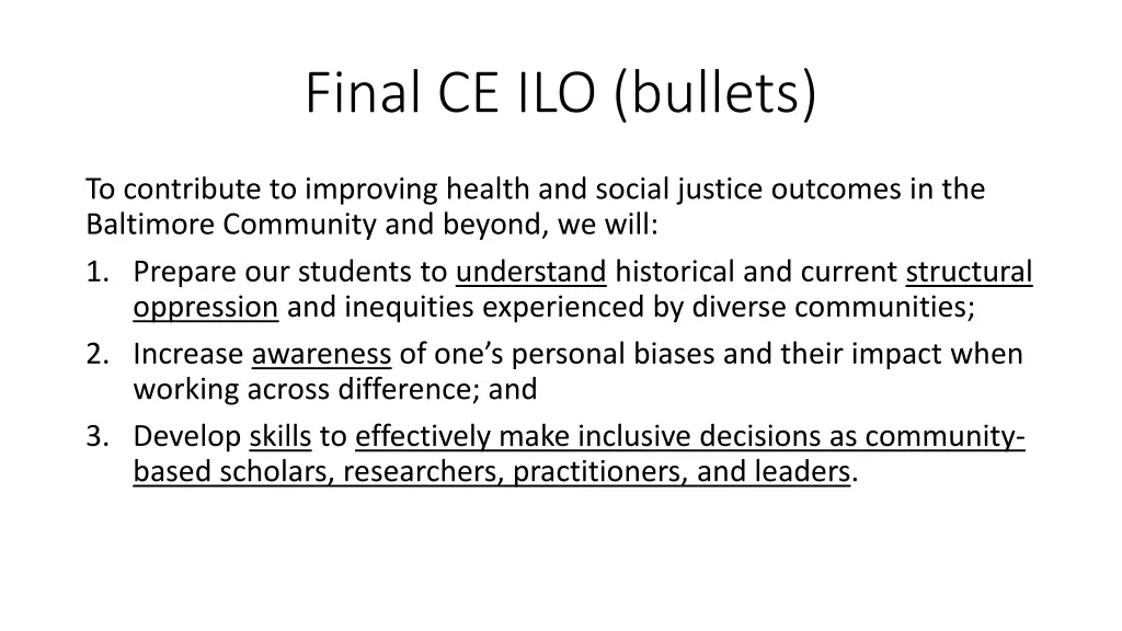 final ce ilo bullets