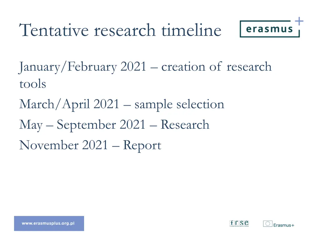 tentative research timeline