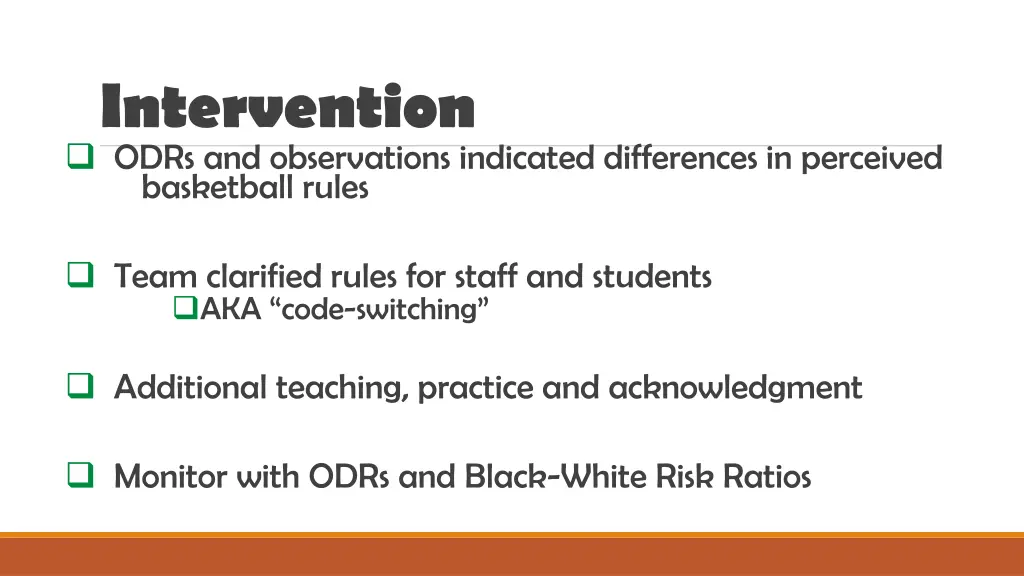 intervention odrs and observations indicated