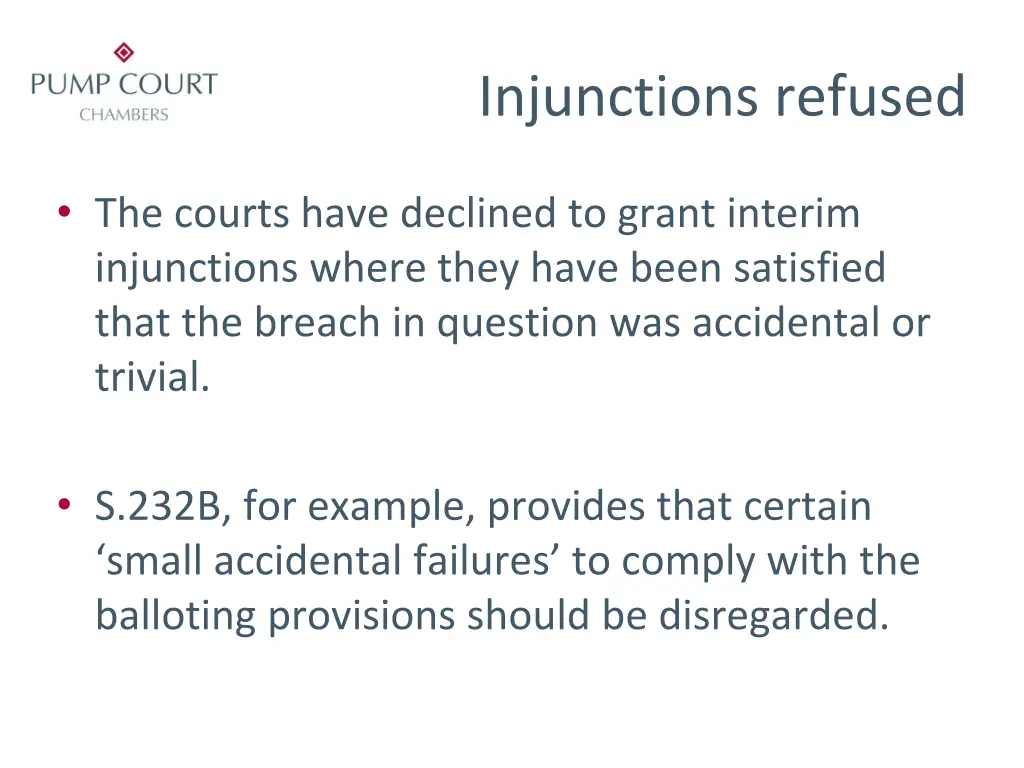injunctions refused