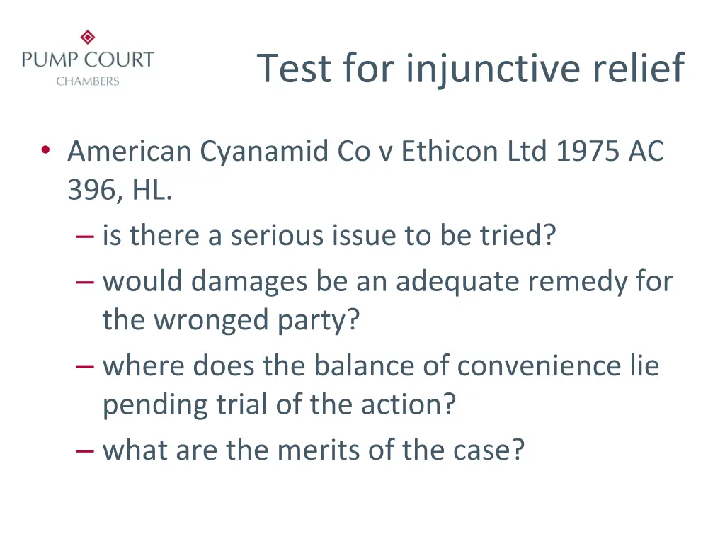 test for injunctive relief