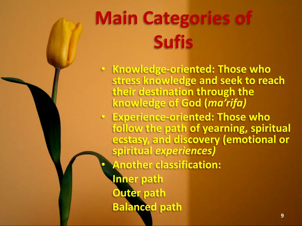 main categories of sufis