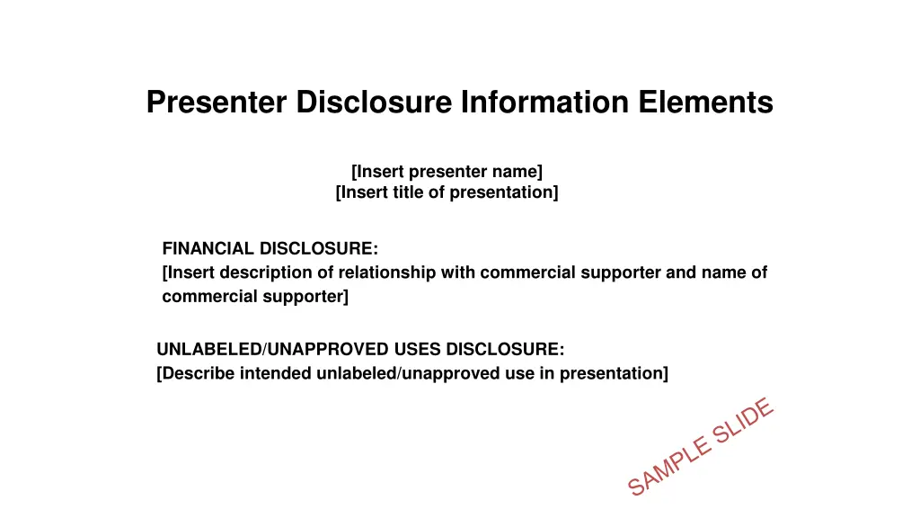 presenter disclosure information elements