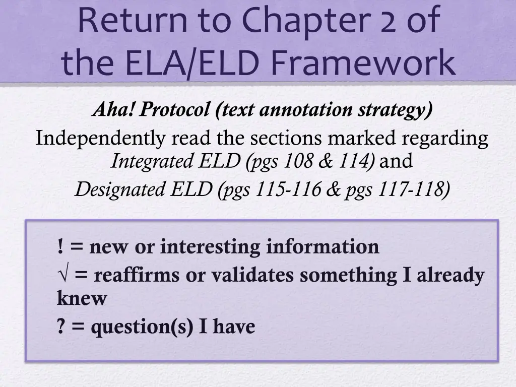 return to chapter 2 of the ela eld framework