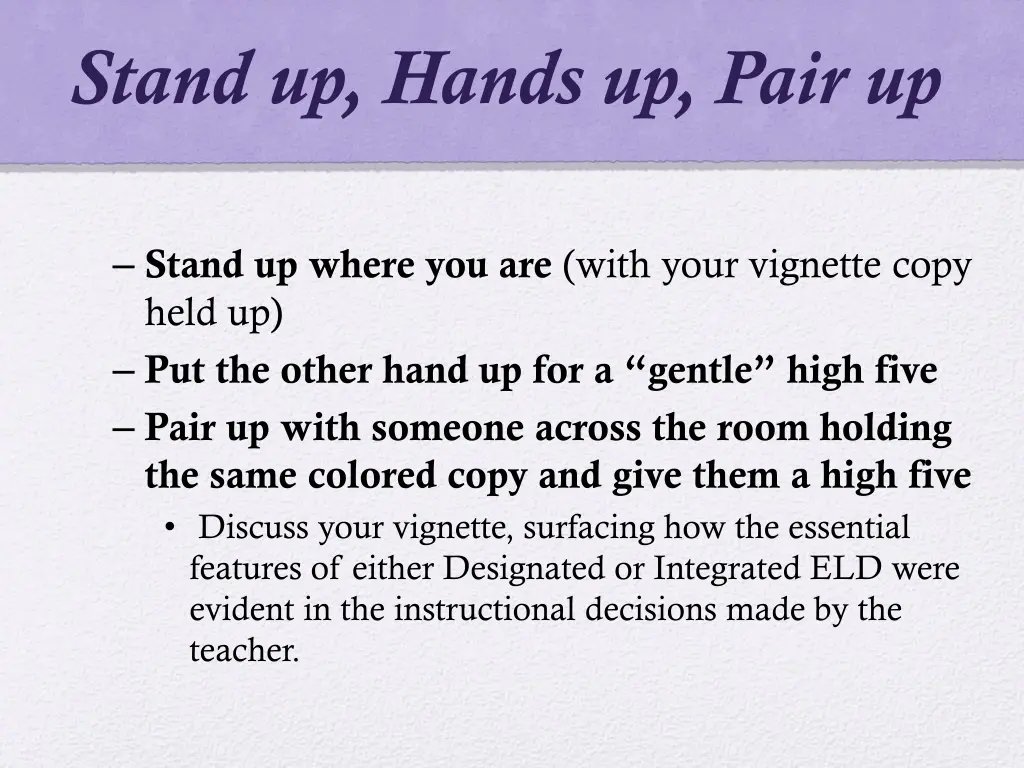 stand up hands up pair up