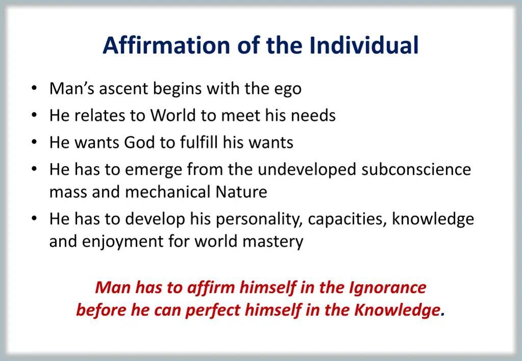 affirmation of the individual