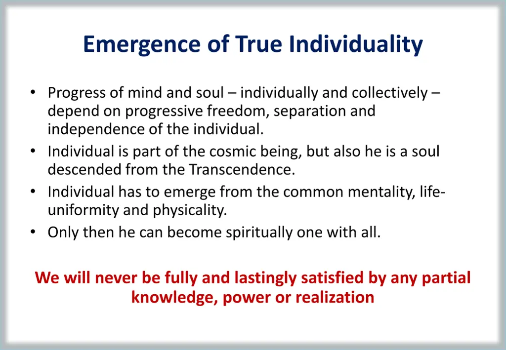 emergence of true individuality