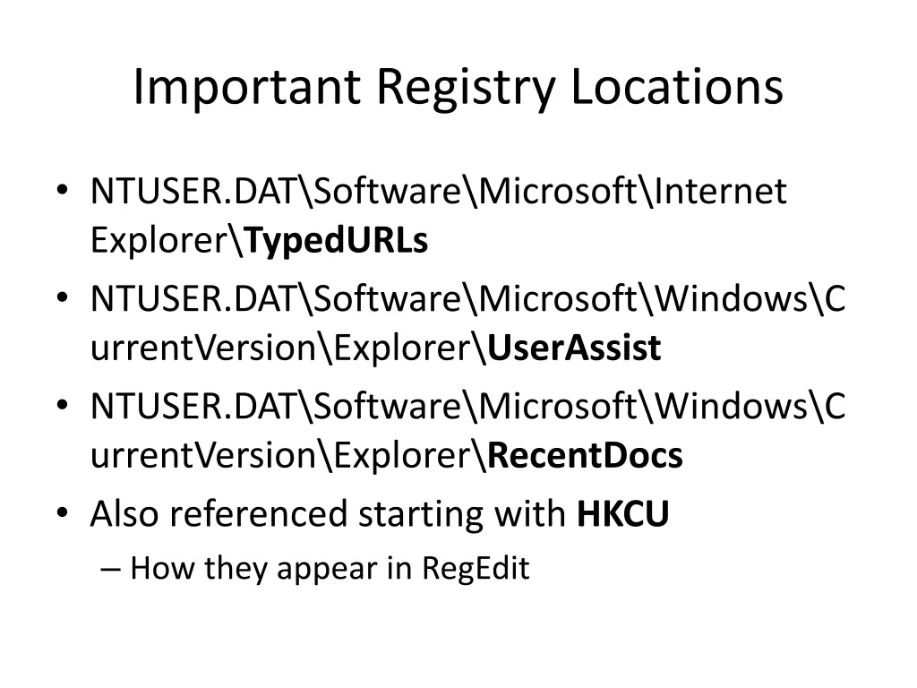 important registry locations