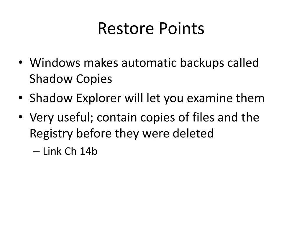 restore points