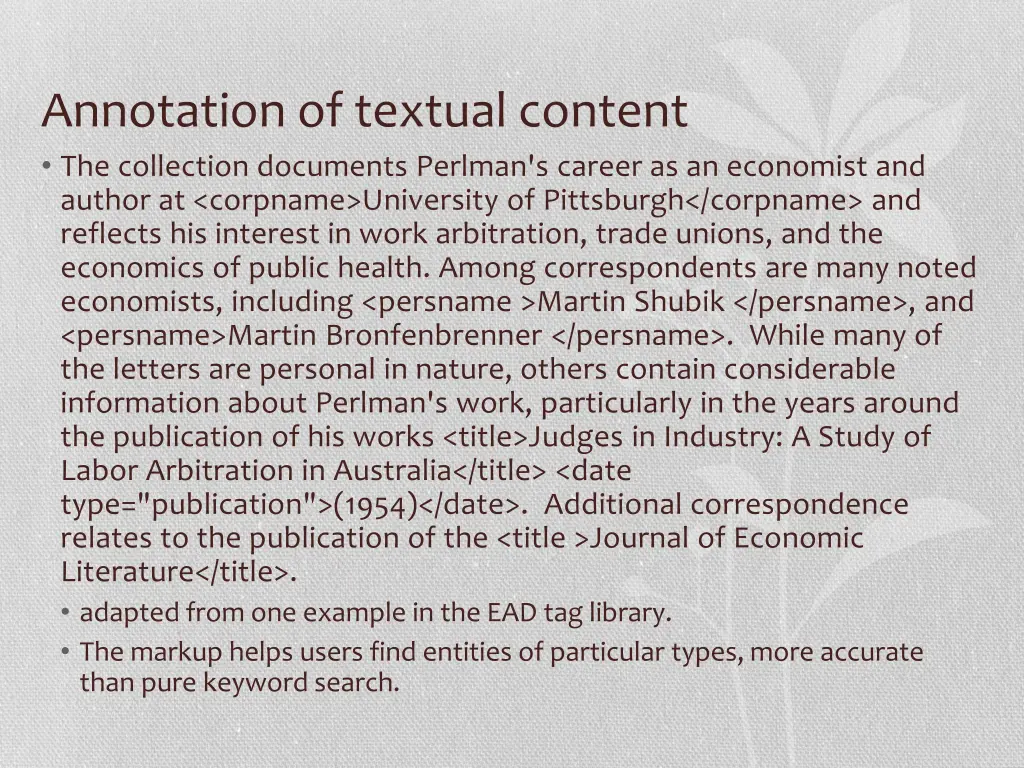 annotation of textual content the collection