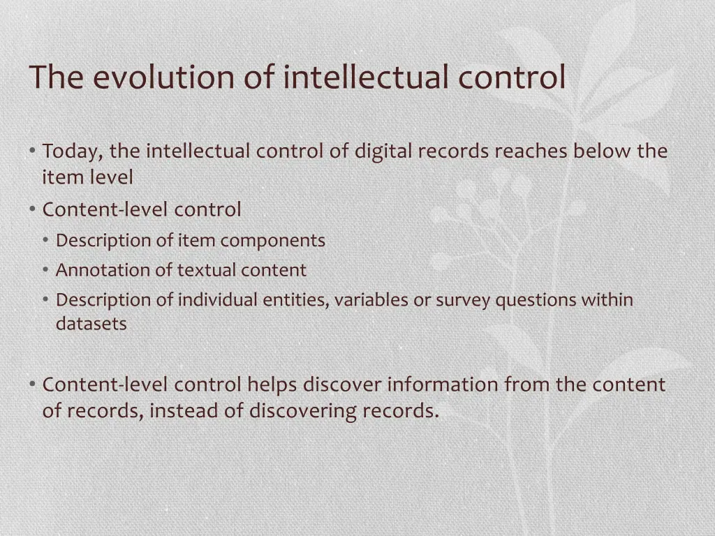 the evolution of intellectual control