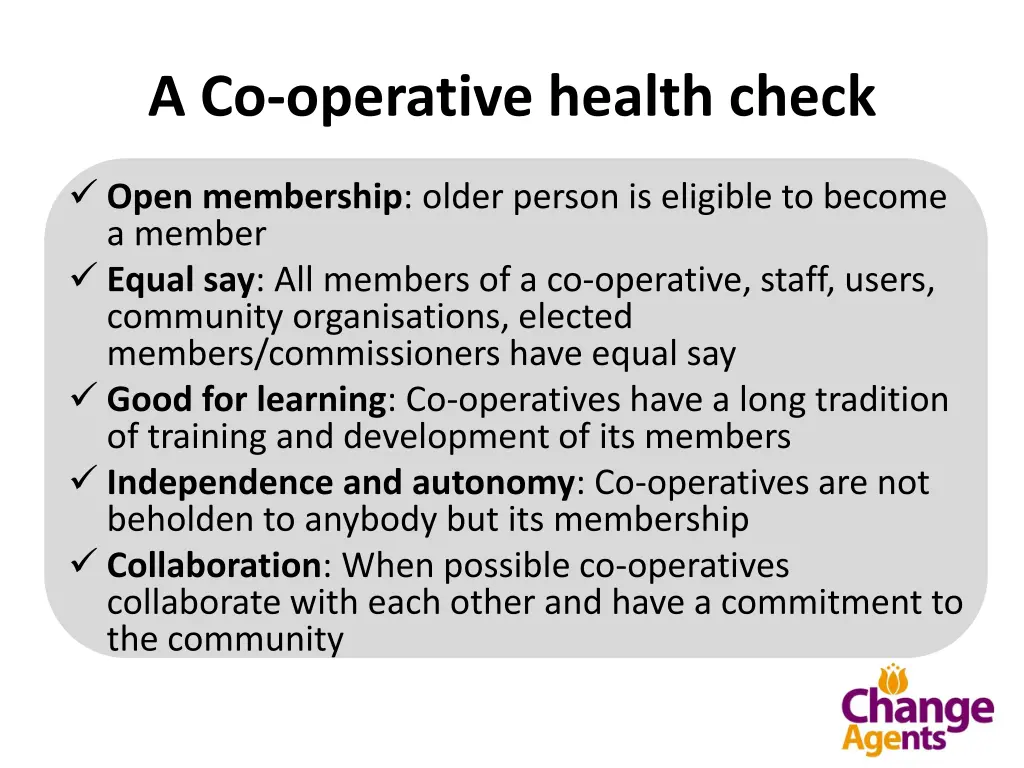a co operative health check