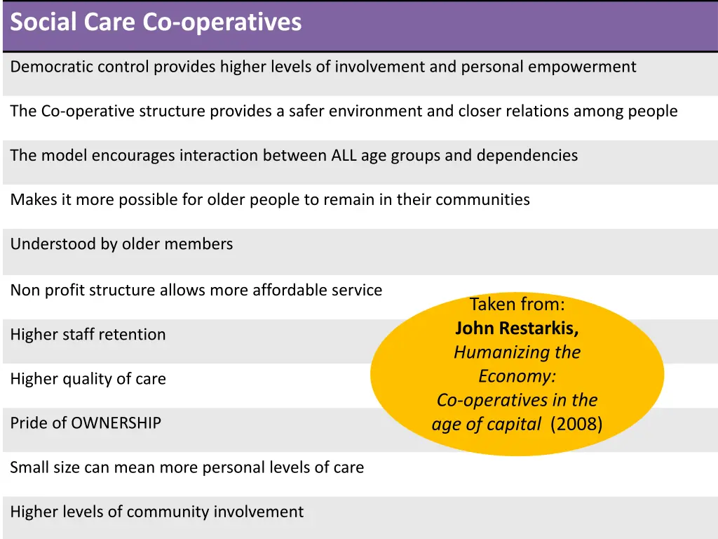 social care co operatives