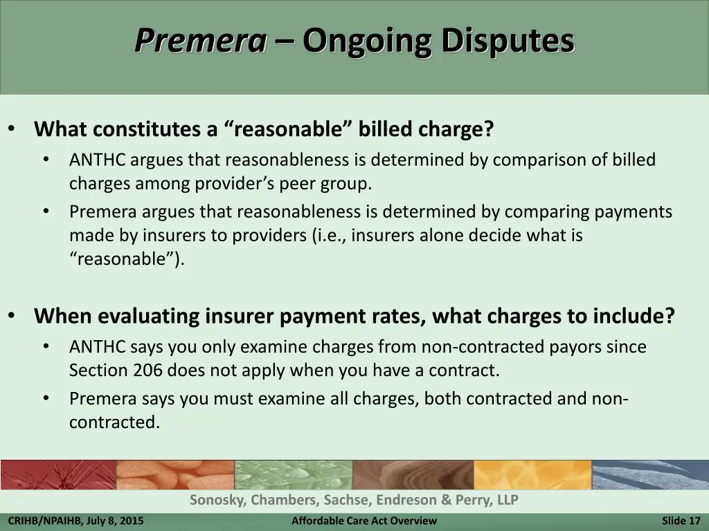 premera ongoing disputes