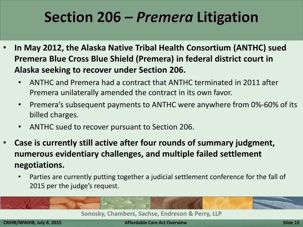 section 206 premera litigation