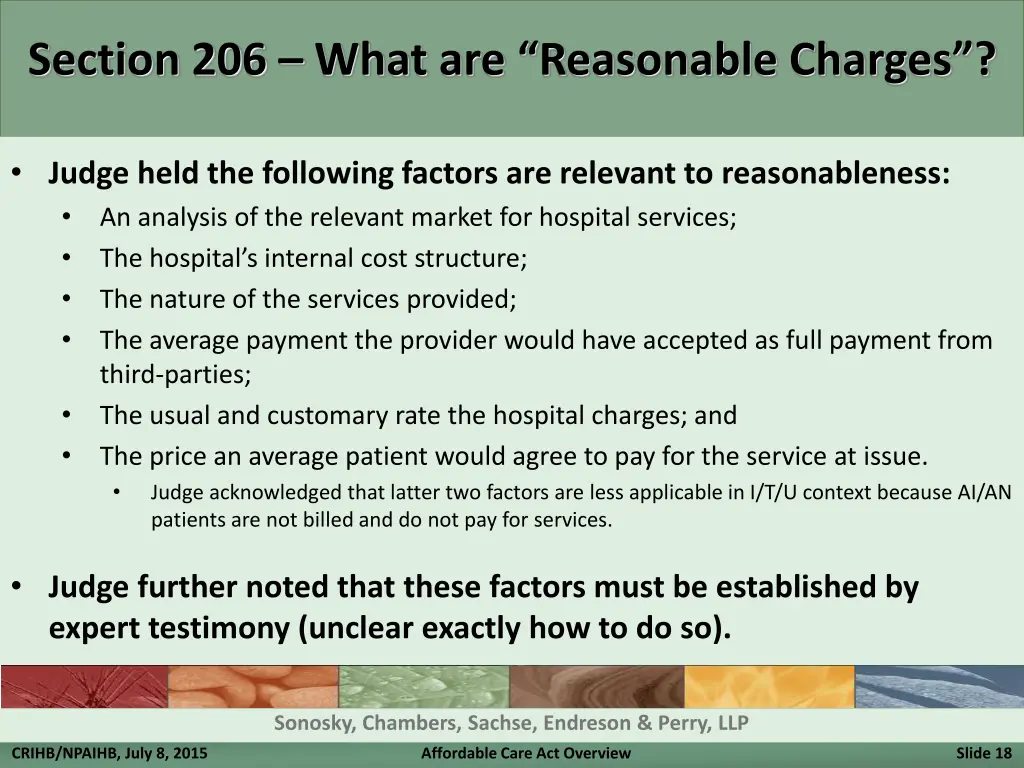 section 206 what are reasonable charges
