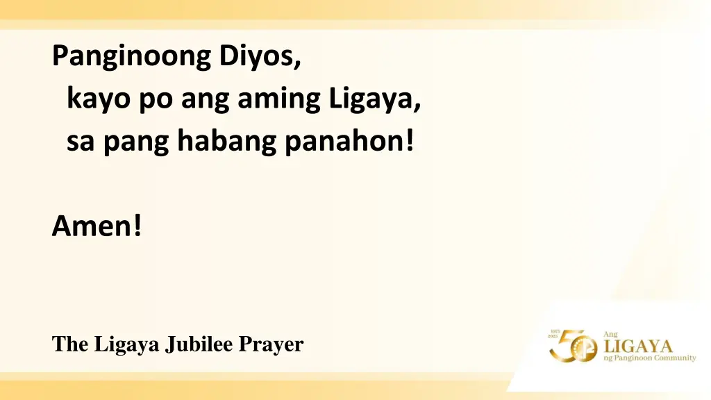 panginoong diyos kayo po ang aming ligaya sa pang