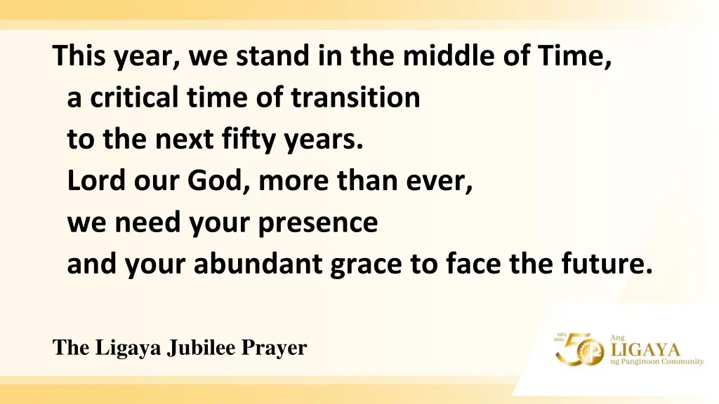 this year we stand in the middle of time