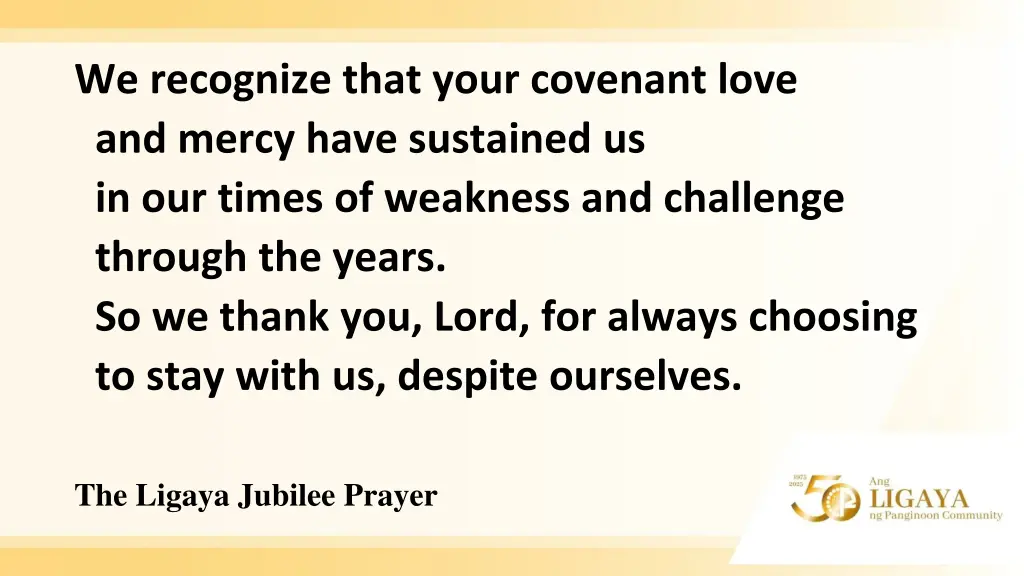 we recognize that your covenant love and mercy