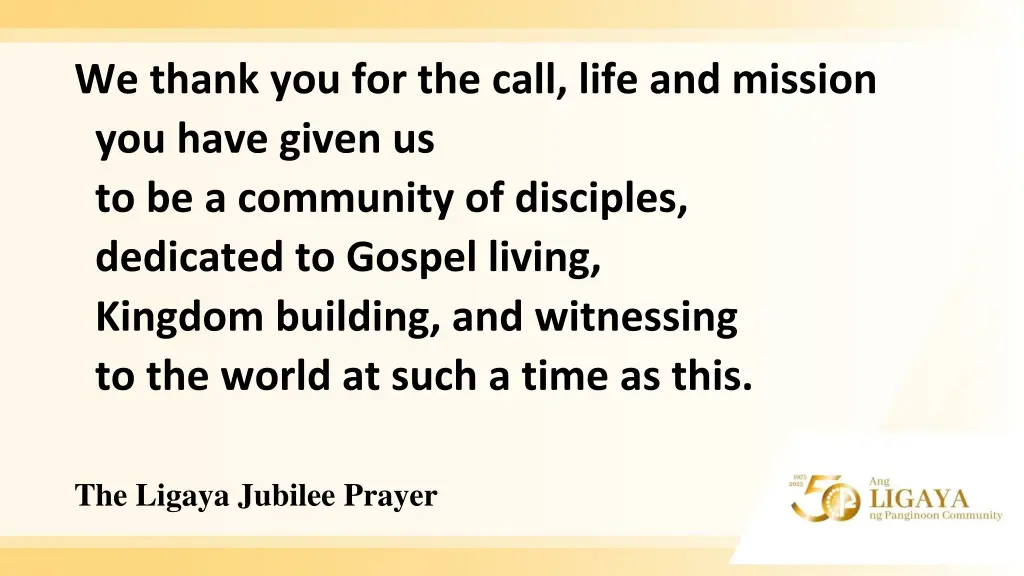 we thank you for the call life and mission