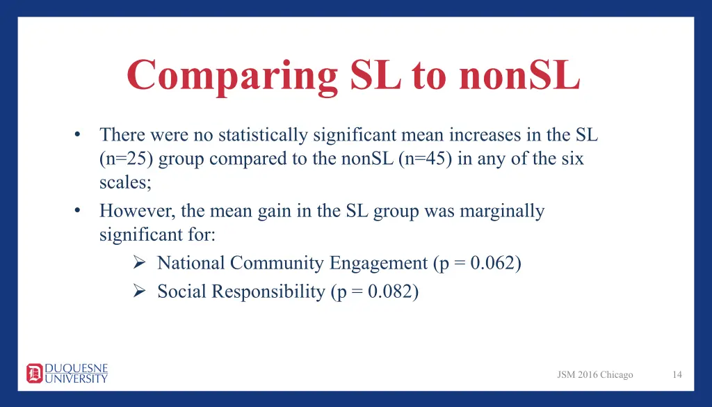 comparing sl to nonsl