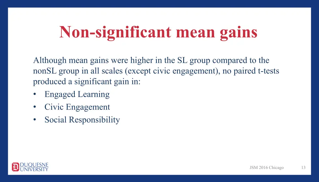 non significant mean gains