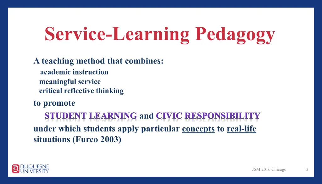 service learning pedagogy