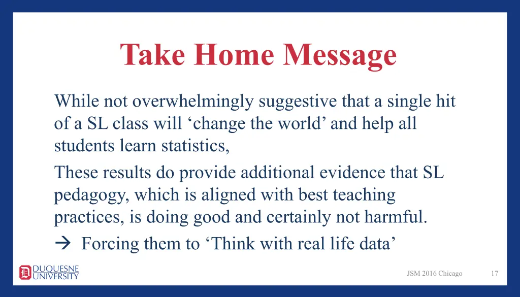 take home message