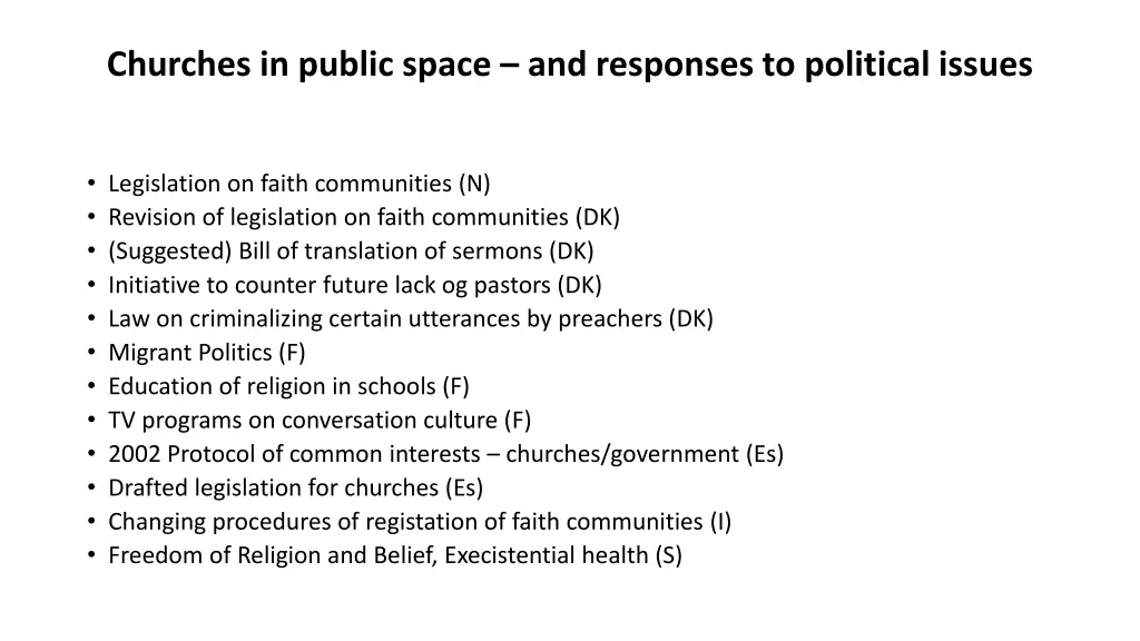 churches in public space and responses