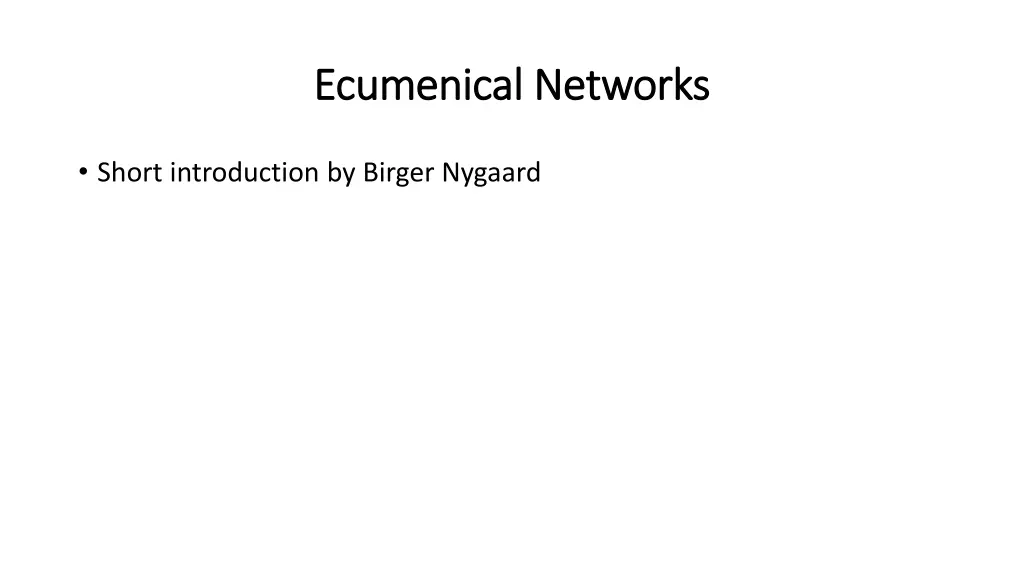 ecumenical ecumenical networks
