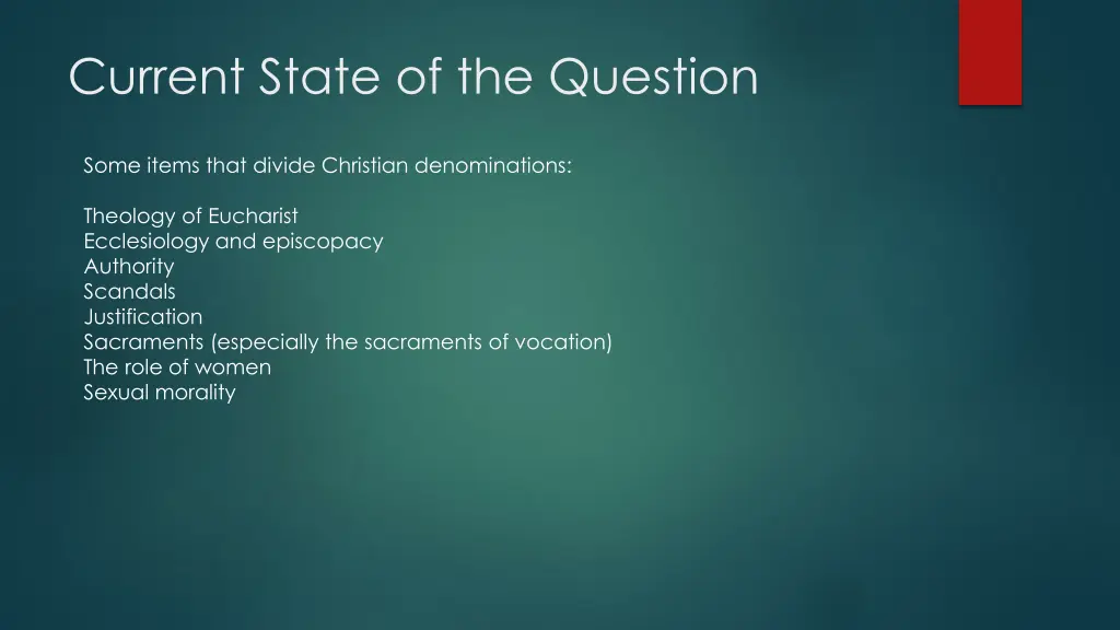 current state of the question