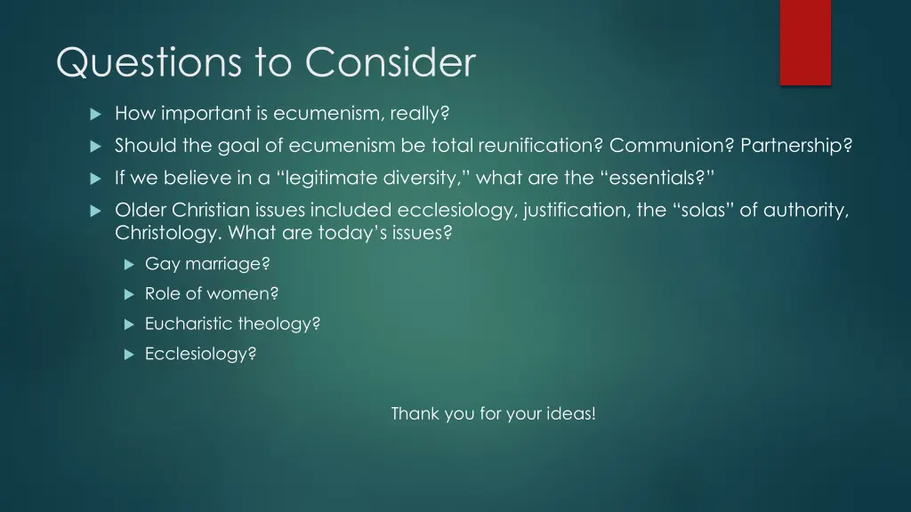 questions to consider
