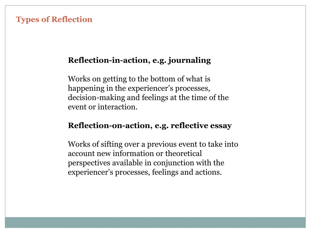 types of reflection