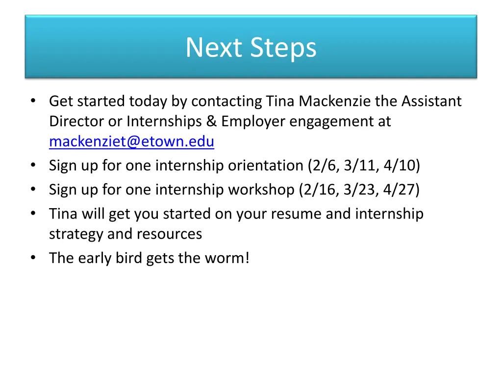 next steps