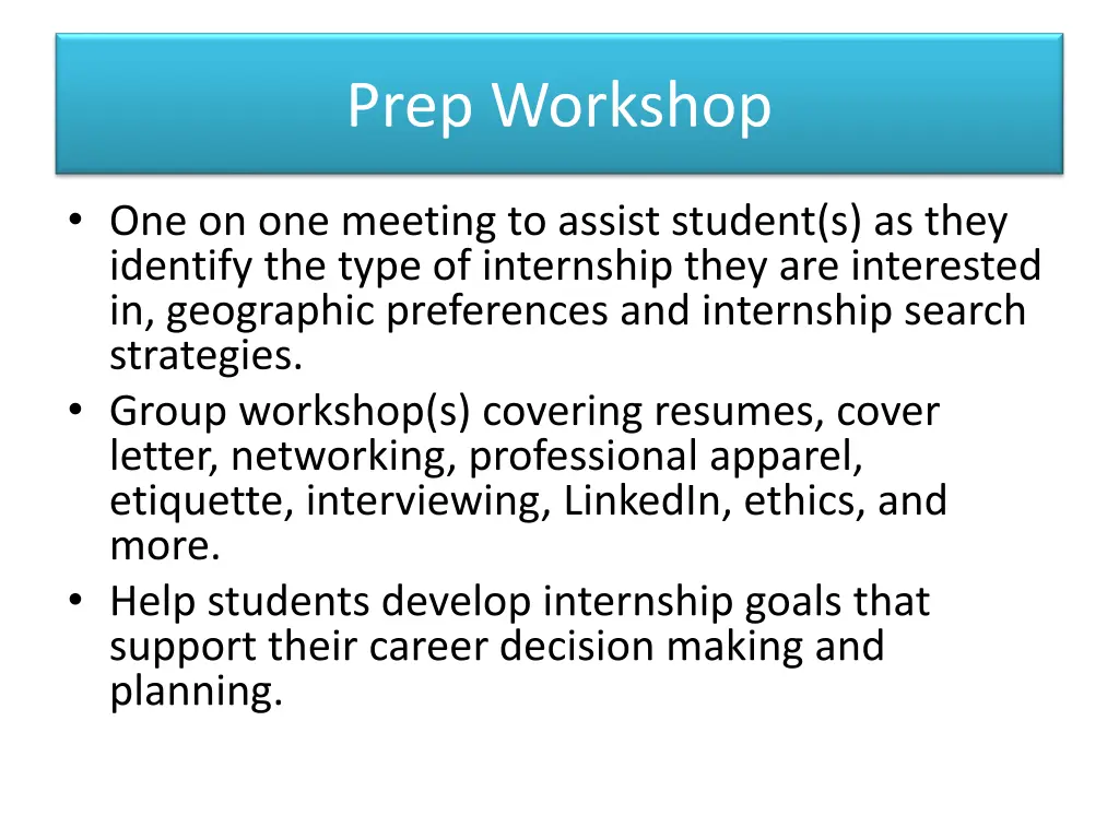 prep workshop