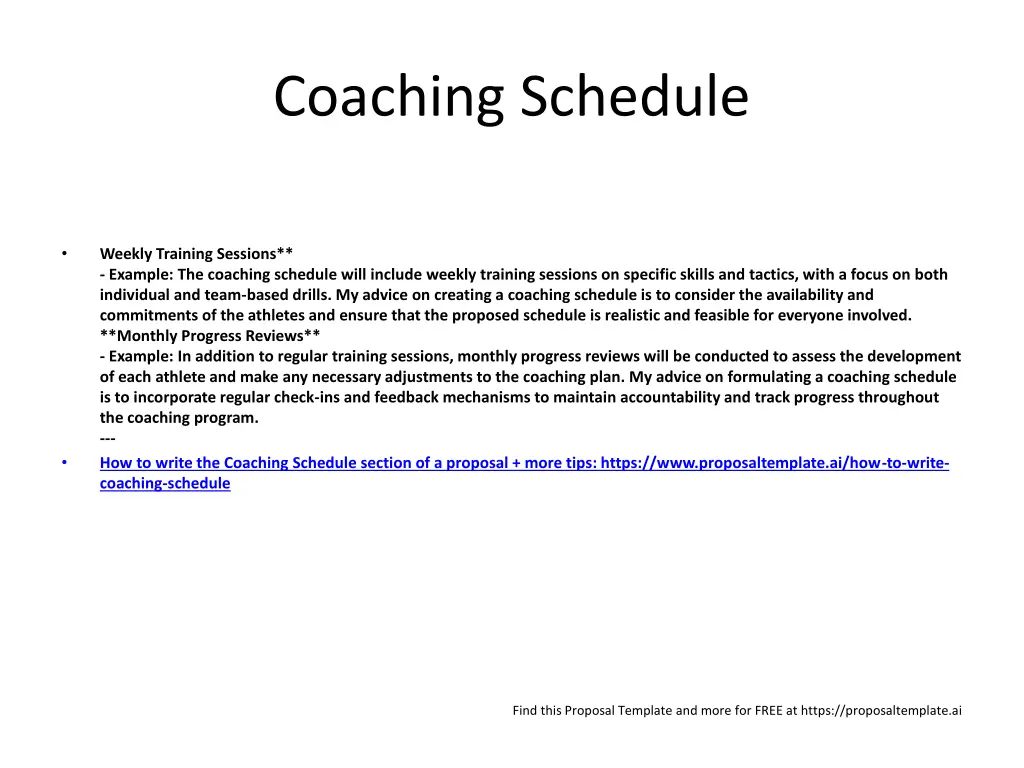 coaching schedule