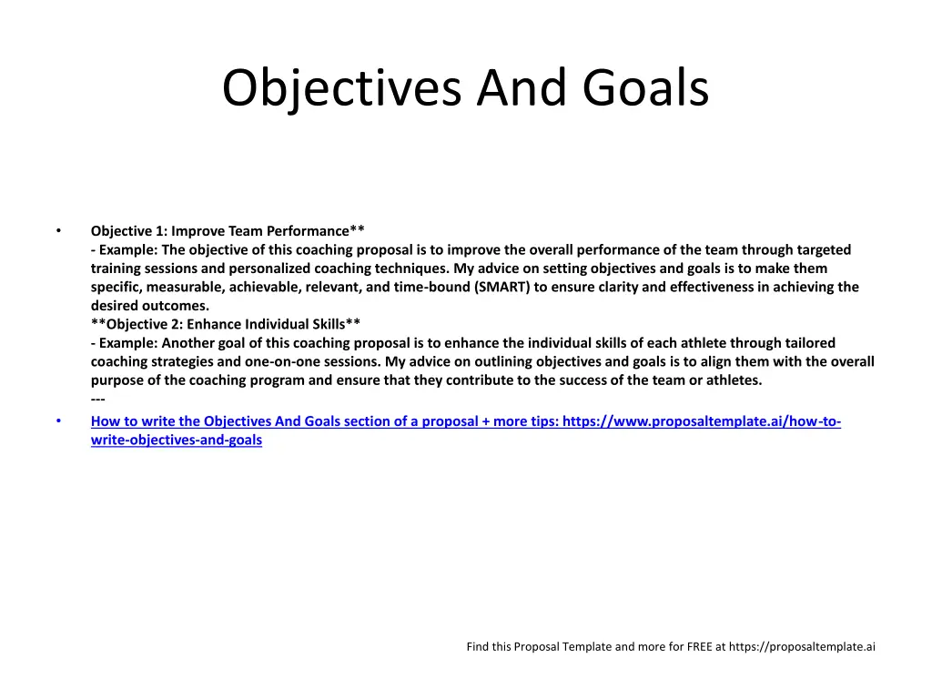 objectives and goals