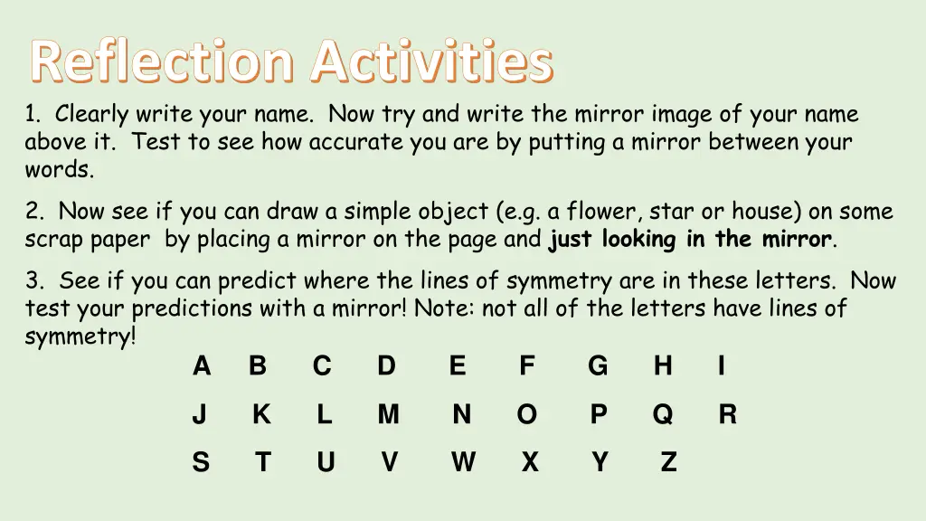 reflection activities