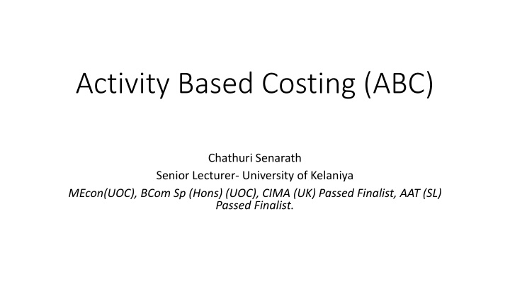 activity based costing abc